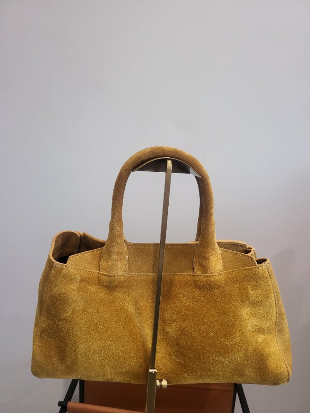 Zara mini split suede city bag in yellow - Picture 4 of 6